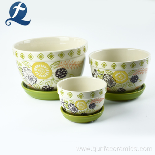 Handmade Painted Three Layer Ceramic Flower Pots